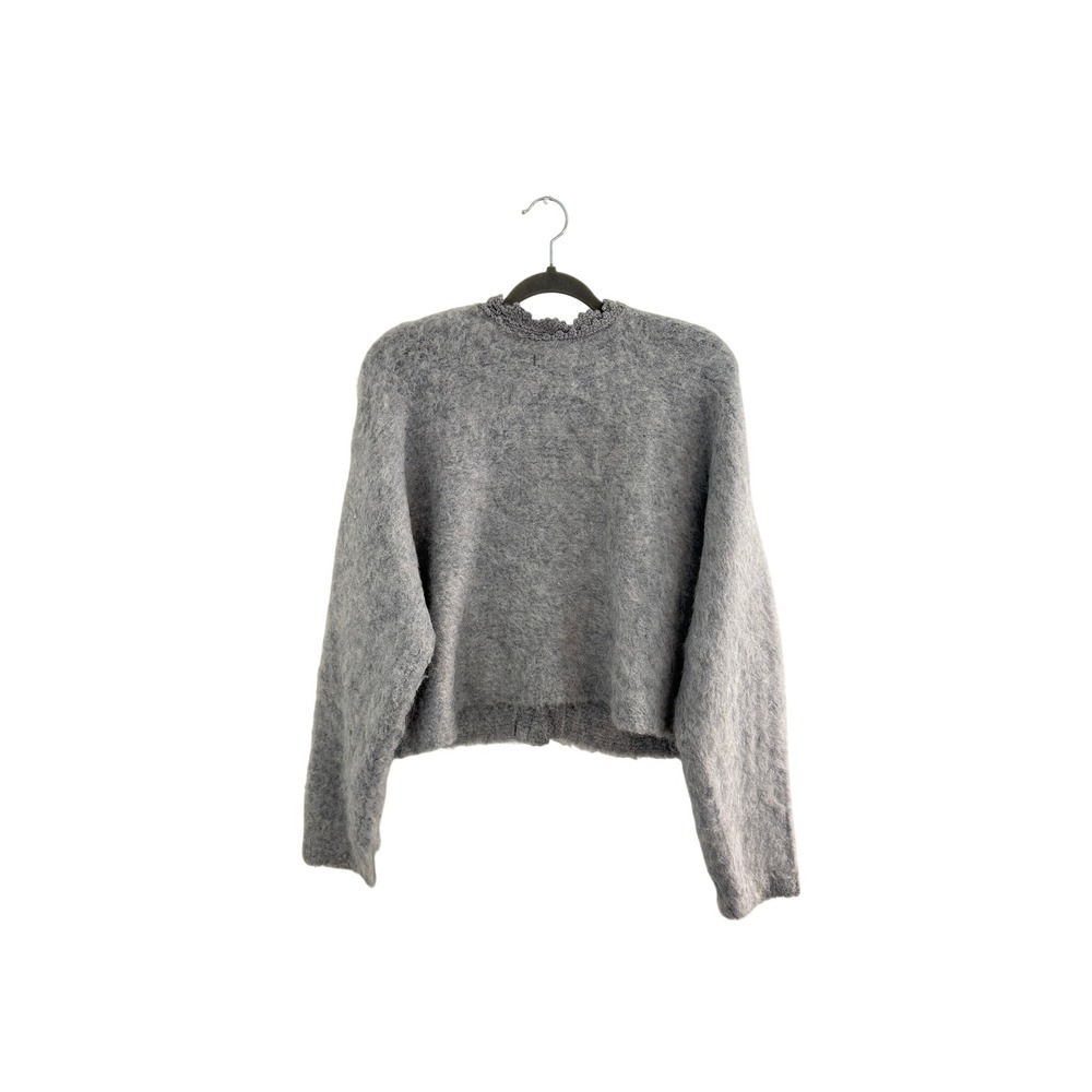 NWT AND NOW THIS Grey Fuzzy Rhinestone Cardigan Sweater New L - Picture 3 of 10